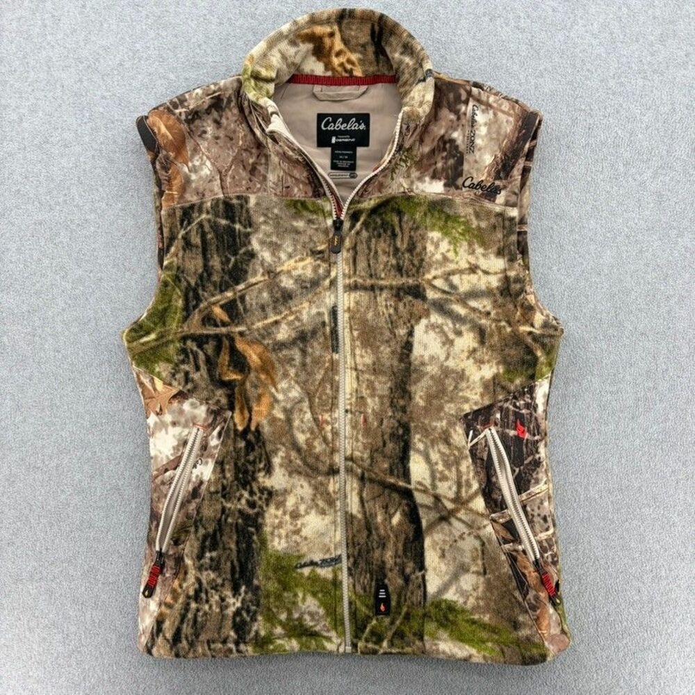 Cabelas Gerbing Heated Vest Mens M Realtree Camo Windshear Hunting Fleece